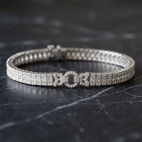 Vintage White Sapphire Asscher Cut Tennis Bracelet for Women