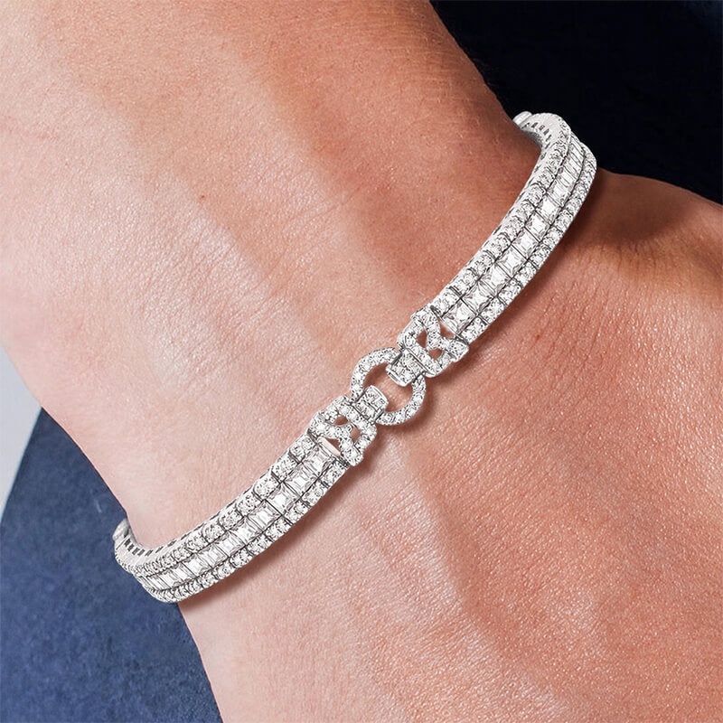 Vintage White Sapphire Asscher Cut Tennis Bracelet for Women
