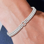 Vintage White Sapphire Asscher Cut Tennis Bracelet for Women