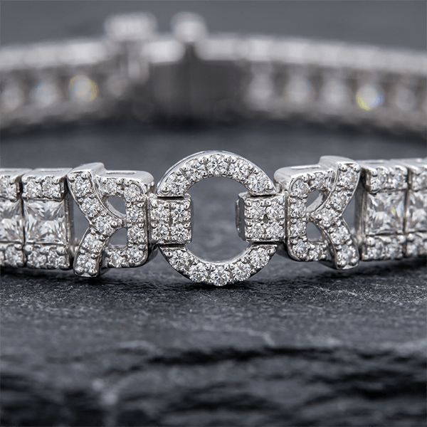 Vintage Unique Design Princess Cut White Sapphire Bracelet For Women