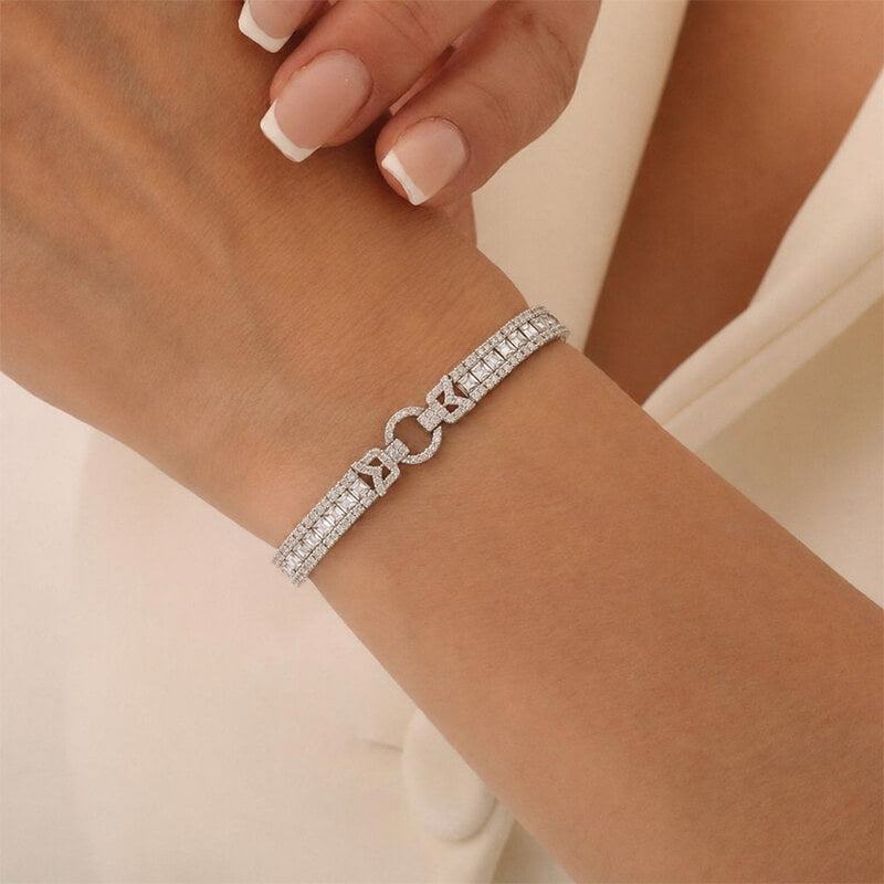 Vintage White Sapphire Asscher Cut Tennis Bracelet for Women