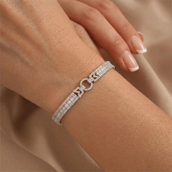Vintage White Sapphire Asscher Cut Tennis Bracelet for Women
