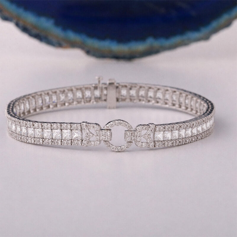 Vintage White Sapphire Asscher Cut Tennis Bracelet for Women