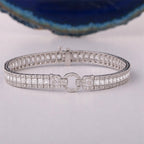 Vintage White Sapphire Asscher Cut Tennis Bracelet for Women