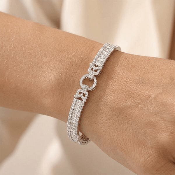 Vintage Unique Design Princess Cut White Sapphire Bracelet For Women