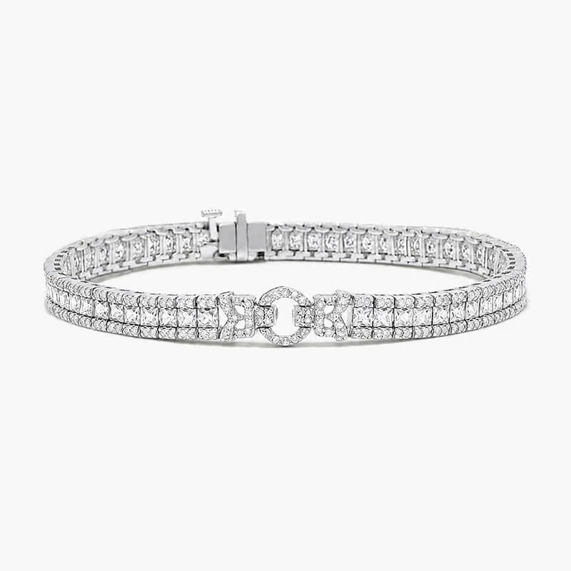 Vintage White Sapphire Asscher Cut Tennis Bracelet for Women