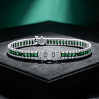 Vintage Emerald Sapphire Asscher Cut Tennis Bracelet for Women