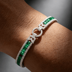 Vintage Emerald Sapphire Asscher Cut Tennis Bracelet for Women