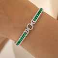 Vintage Emerald Sapphire Asscher Cut Tennis Bracelet for Women