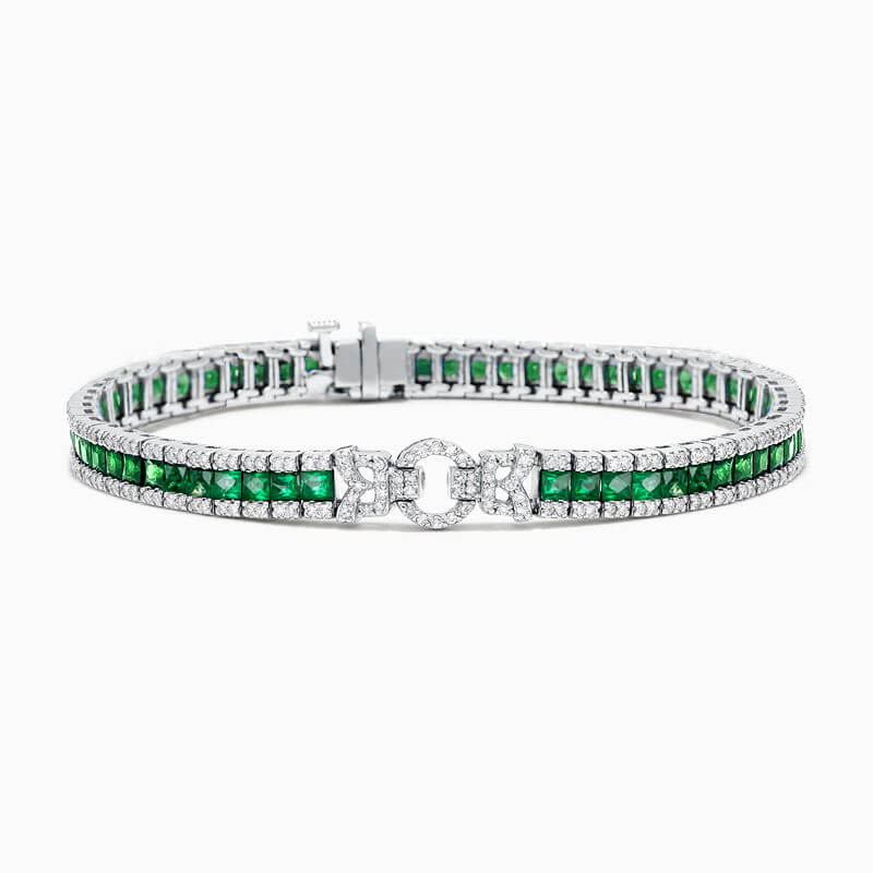 Vintage Emerald Sapphire Asscher Cut Tennis Bracelet for Women