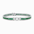 Vintage Emerald Sapphire Asscher Cut Tennis Bracelet for Women