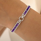 Vintage Amethyst Sapphire Asscher Cut Tennis Bracelet for Women