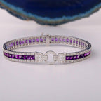 Vintage Amethyst Sapphire Asscher Cut Tennis Bracelet for Women