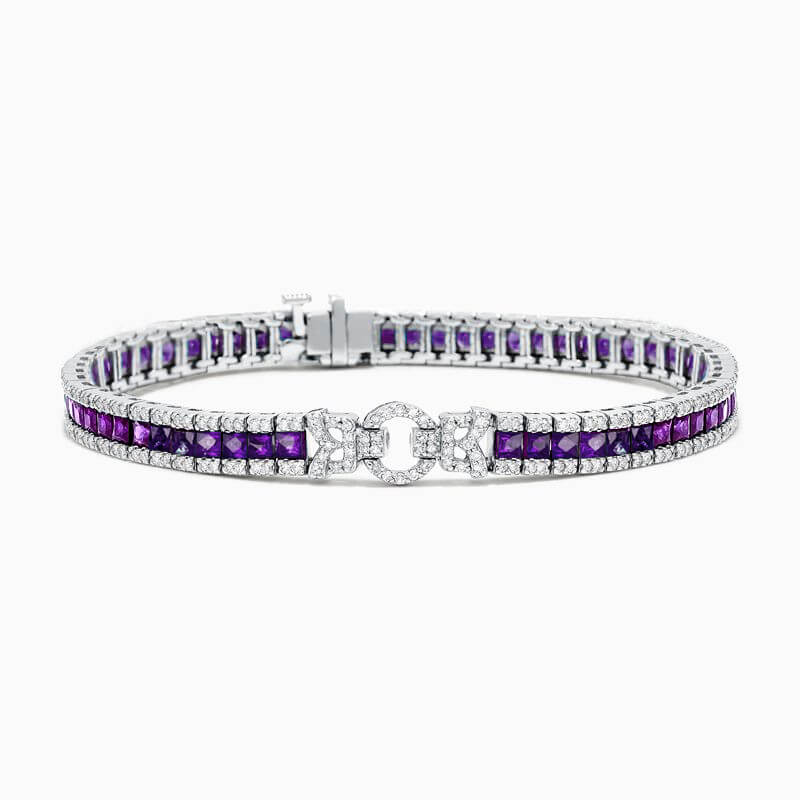 Vintage Amethyst Sapphire Asscher Cut Tennis Bracelet for Women