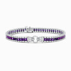 Vintage Amethyst Sapphire Asscher Cut Tennis Bracelet for Women