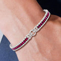 Vintage Ruby Sapphire Asscher Cut Tennis Bracelet for Women