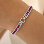 Vintage Ruby Sapphire Asscher Cut Tennis Bracelet for Women