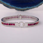 Vintage Ruby Sapphire Asscher Cut Tennis Bracelet for Women