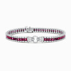 Vintage Ruby Sapphire Asscher Cut Tennis Bracelet for Women