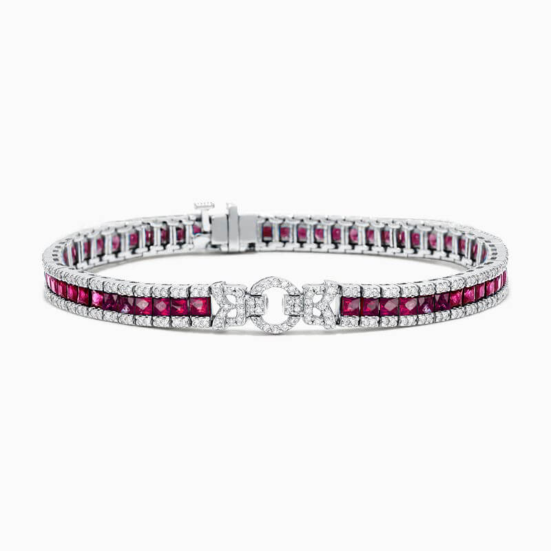 Vintage Ruby Sapphire Asscher Cut Tennis Bracelet for Women