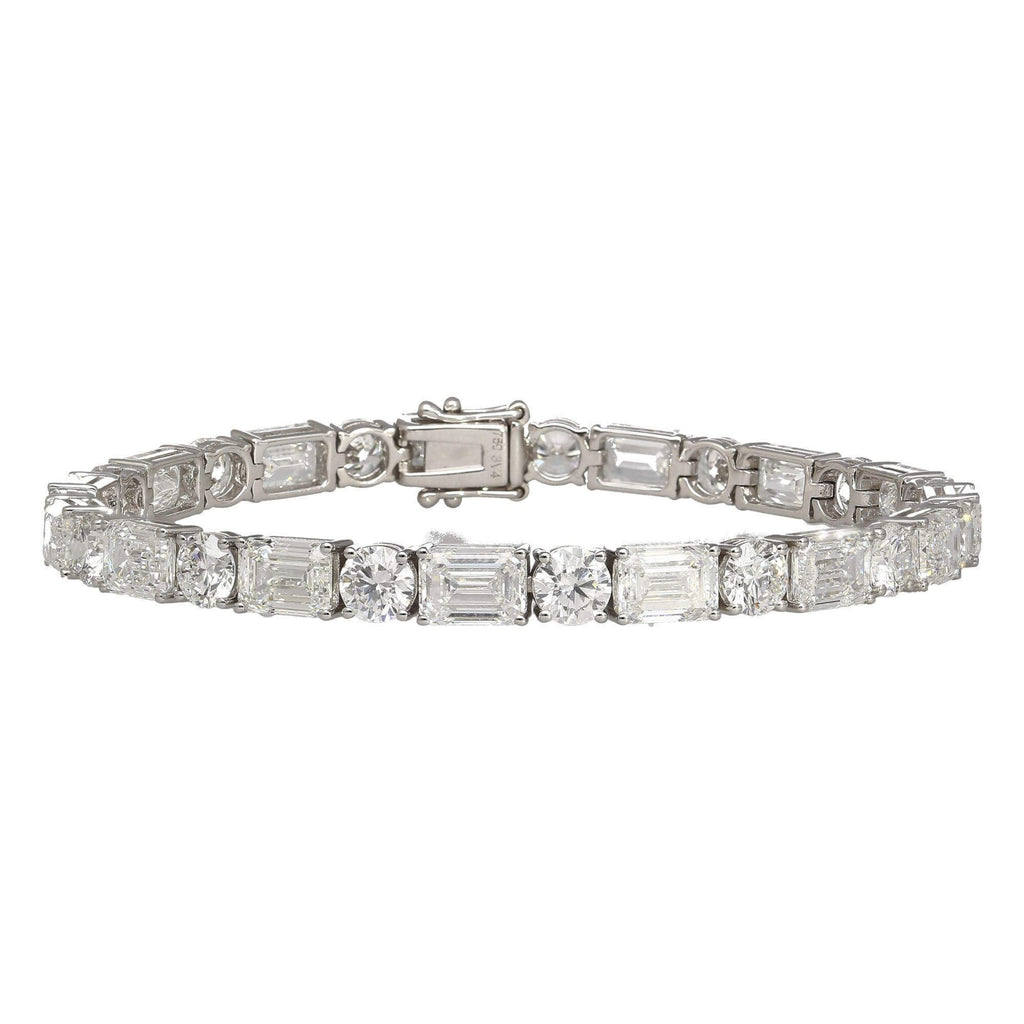 Classic Emerald & Round Cut White Sapphire Tennis Bracelet For Women
