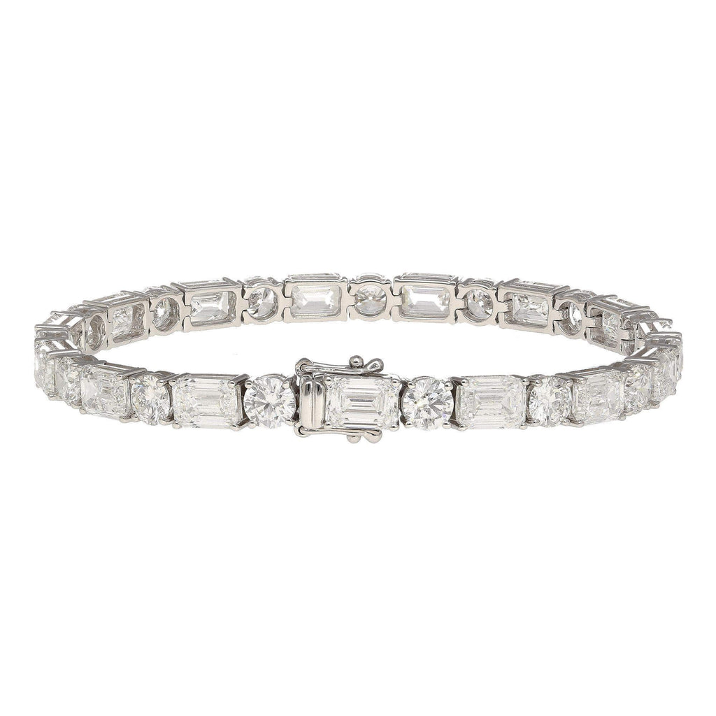 Classic Emerald & Round Cut White Sapphire Tennis Bracelet For Women