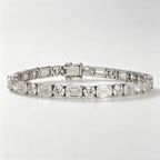 Classic Emerald & Round Cut White Sapphire Tennis Bracelet For Women