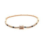 Classic Yellow Gold Marquise & Round Cut Blue & White Sapphire Tennis Bracelet For Women