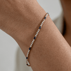 Classic Yellow Gold Marquise & Round Cut Blue & White Sapphire Tennis Bracelet For Women