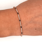 Classic Yellow Gold Marquise & Round Cut Blue & White Sapphire Tennis Bracelet For Women