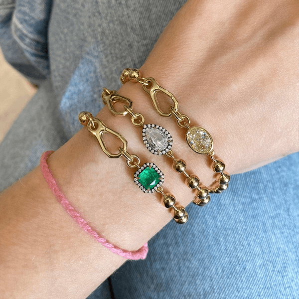 Yellow Gold Unique Design Bezel Cushion Cut Yellow Sapphire Charm Chain Bracelet For Women