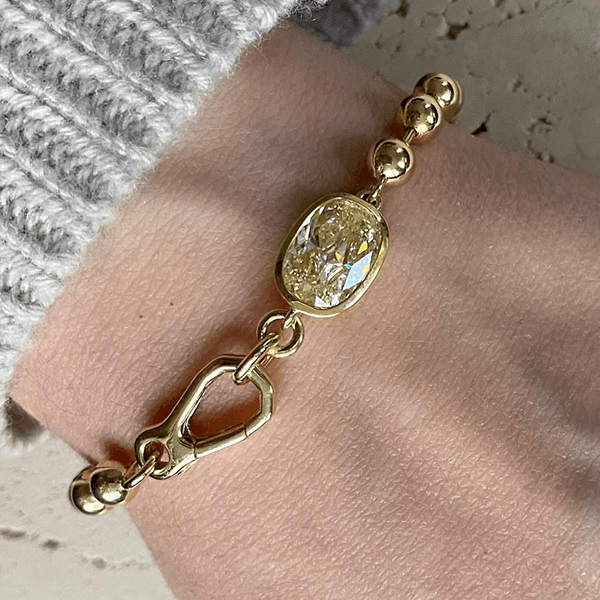Yellow Gold Unique Design Bezel Cushion Cut Yellow Sapphire Charm Chain Bracelet For Women