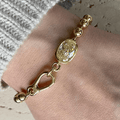 Yellow Gold Unique Design Bezel Cushion Cut Yellow Sapphire Charm Chain Bracelet For Women
