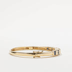 Yellow Gold Art Deco Baguette & Round Cut Blue Sapphire Bangle Bracelet For Women