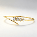 Bezel Yellow Gold Oval Cut White Sapphire Bangle Bracelet For Women