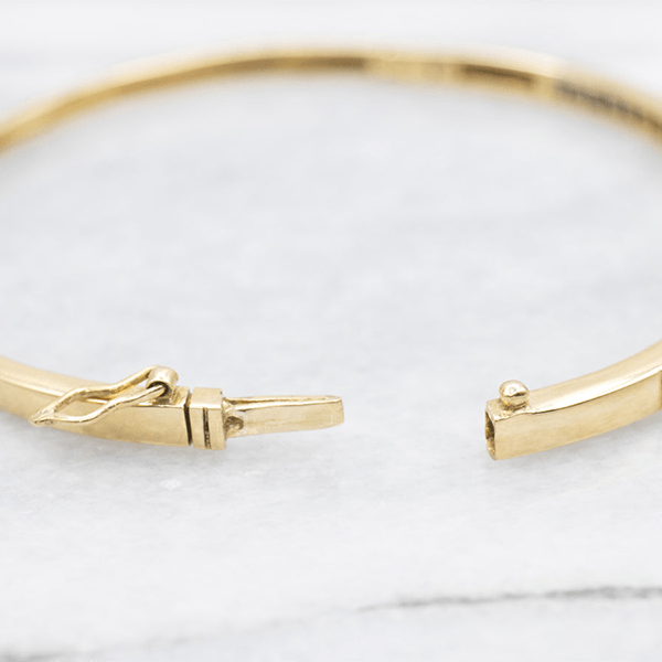 Vintage Classic Yellow Gold Asscher Cut Blue Sapphire Bangle Bracelet For Women
