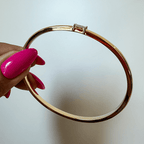 Classic Yellow Gold Baguette Cut White Sapphire Bangle Bracelet For Women