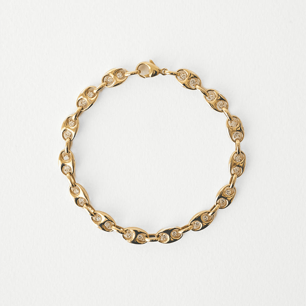 Unique Design Yellow Gold Round Cut White Sapphire Chain Bracelet For Women