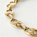 Unique Design Yellow Gold Round Cut White Sapphire Chain Bracelet For Women