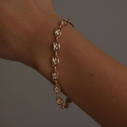 Unique Design Yellow Gold Round Cut White Sapphire Chain Bracelet For Women