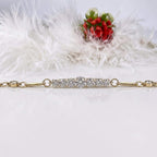 Fashion Yellow Gold Round Cut White Sapphire Bar Link Bracelet For Women