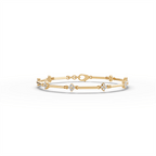 Fashion Cluster Design Yellow Gold Round Cut White Sapphire Layering Bracelet For Women