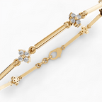 Fashion Cluster Design Yellow Gold Round Cut White Sapphire Layering Bracelet For Women