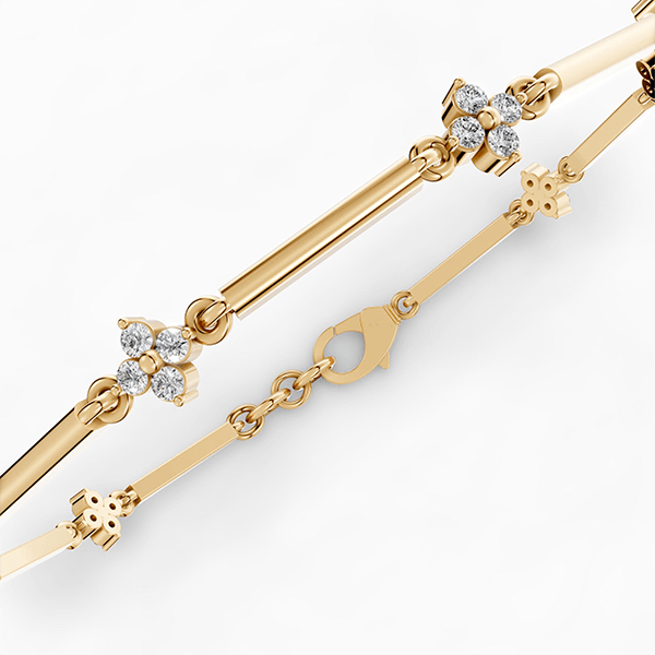 Fashion Cluster Design Yellow Gold Round Cut White Sapphire Layering Bracelet For Women