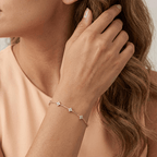 Fashion Cluster Design Yellow Gold Round Cut White Sapphire Layering Bracelet For Women