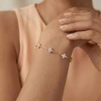 Fashion Cluster Design Yellow Gold Round Cut White Sapphire Layering Bracelet For Women