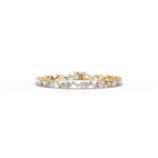 Classic Yellow Gold Emerald & Oval Cut White Sapphire Tennis Bracelet For Women