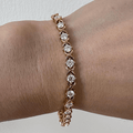 Vintage Yellow Gold Round Cut White Sapphire Tennis Bracelet For Women