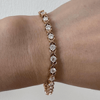 Vintage Yellow Gold Round Cut White Sapphire Tennis Bracelet For Women