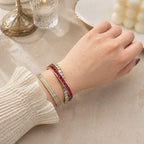 Luxury Jewelry Criss Cross Yellow Gold Emerald & Round Cut Ruby & White Sapphire Bracelet For Women